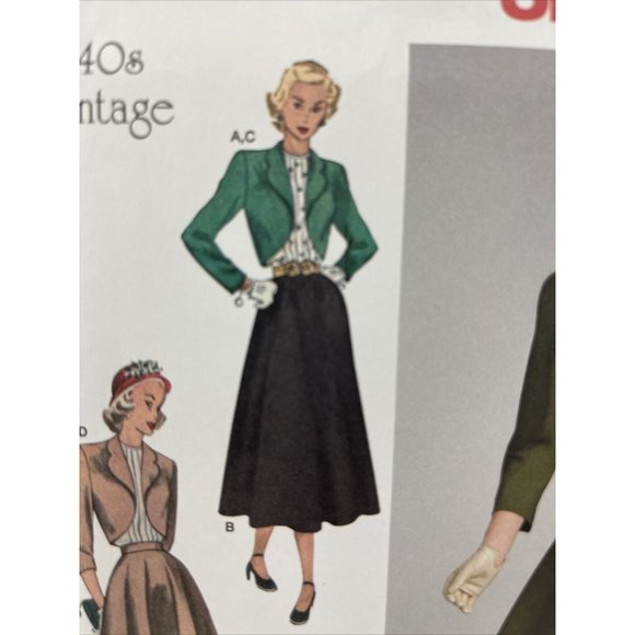 Simplicity Pattern 8462 U5 Size 16 - 24 Vintage 1940s Skirt Jacket Top UNCUT - Picture 5 of 10